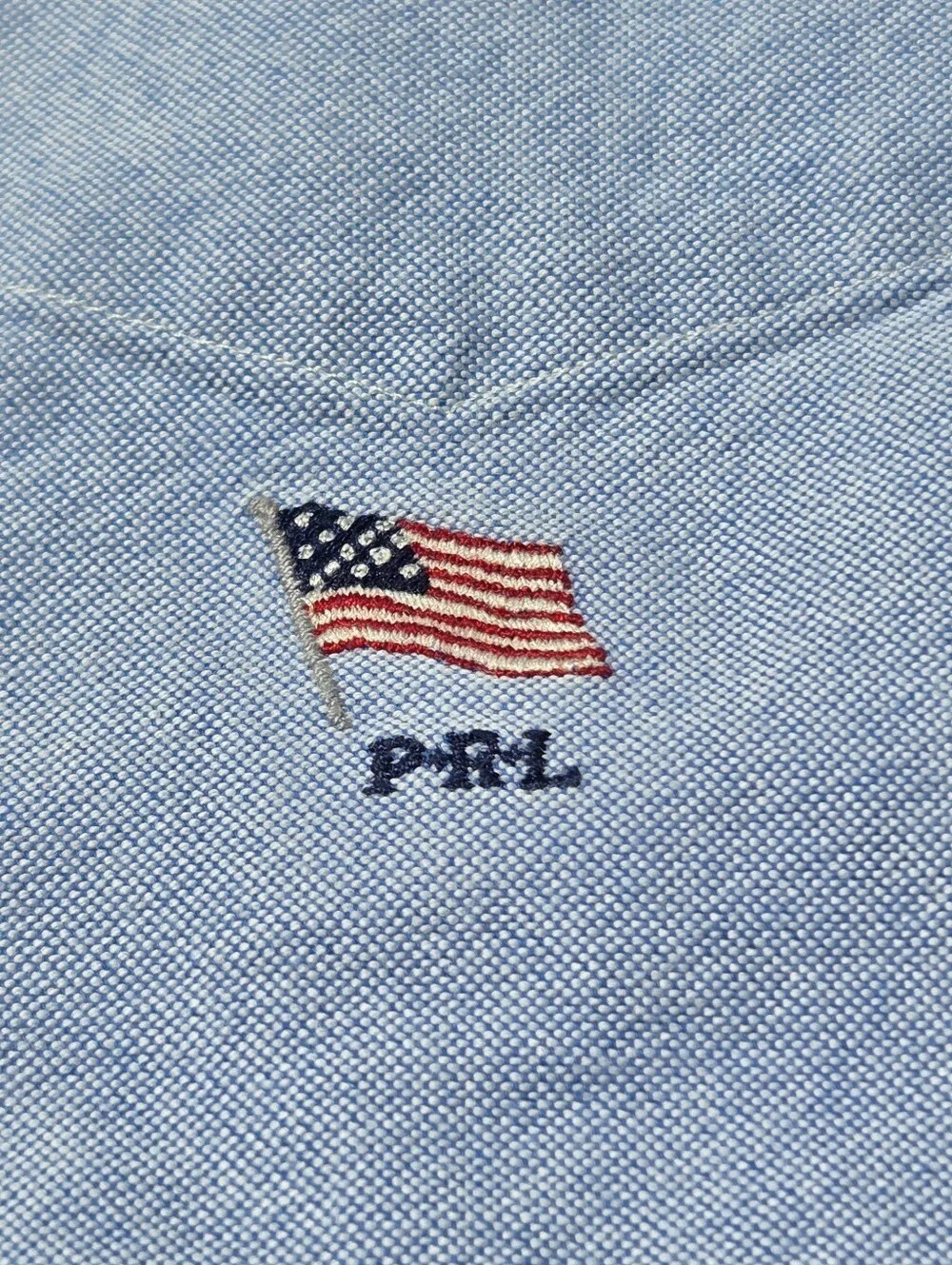Ralph Lauren Oxford Shirt Men's Large Blue American Flag Embroidered Button Down
